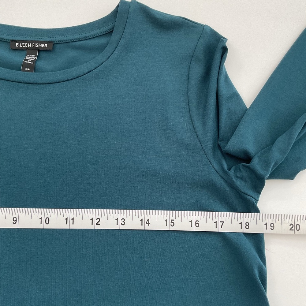 Eileen Fisher Tunic Top Long Sleeve Blue Green Size S - Picture 6 of 9